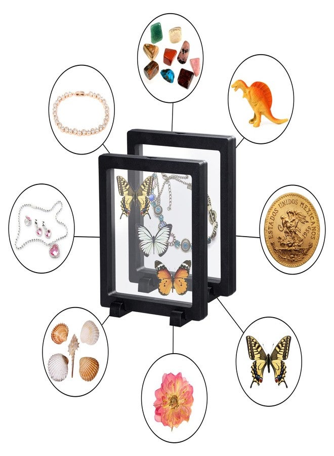 Uceoo Black 3D Floating Frame, Uceoo 4 Pack 5.5×5.5×0.8”/140X140X20m Challenge Coin Holder Coin Floating Display with 8 Bases for Coin Medallions Specimen Jewelry - Image 4